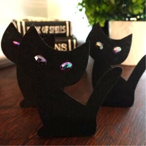 4 sets / 8 Felt Cat Familiar Shelf Sitters! 5" x 4" / Halloween Decor